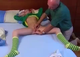 Daddy sticks his fat dick in daughter's cunt
